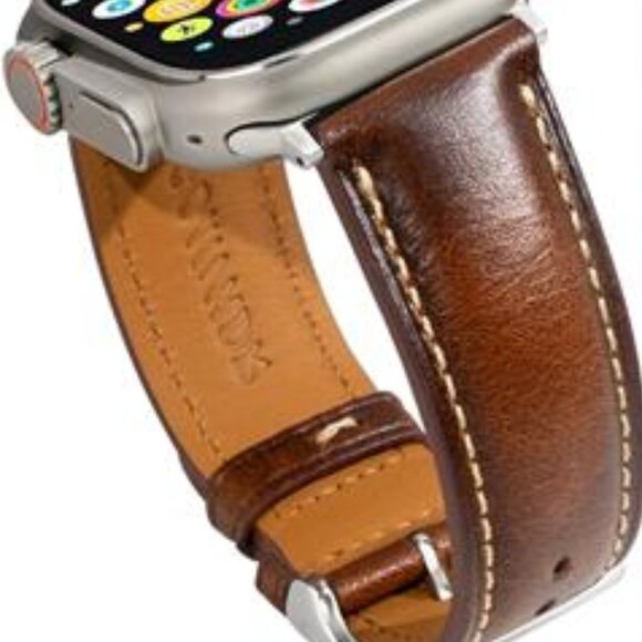 Vintage Brown Leather Luxury Apple Watch Band - Picture 2 of 5